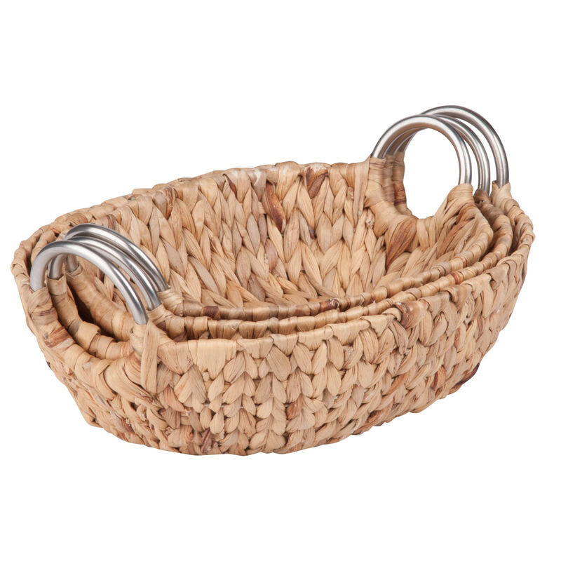 Honey Can Do 3-Piece Oval Hyacinth Nested Storage Baskets, Natural image number 2