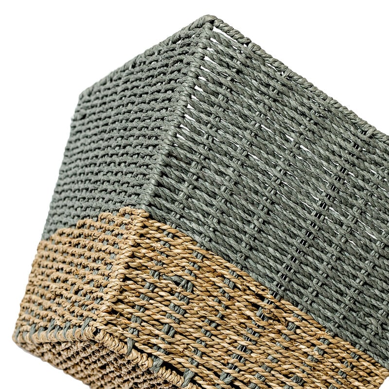 Honey Can Do Square Nesting Seagrass 2-Color Baskets – Natural/Grey, Set of 3 image number 5