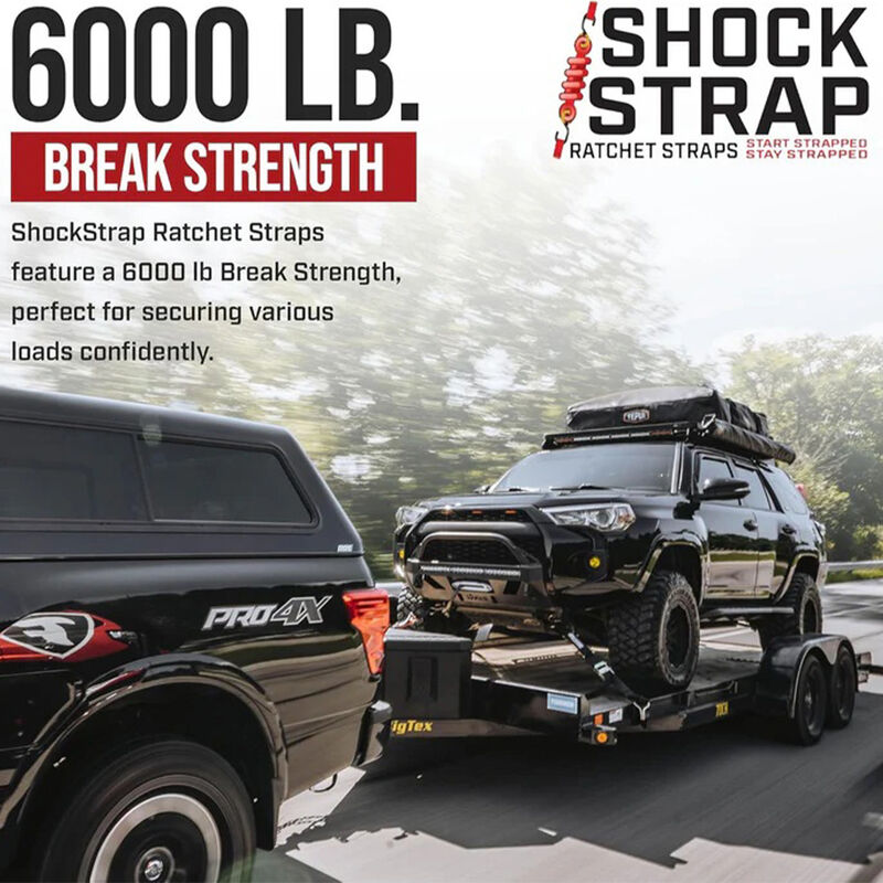The Perfect Bungee 18' x 2" ShockStrap Ratchet Strap with Wire Hooks, 2-Pack image number 3