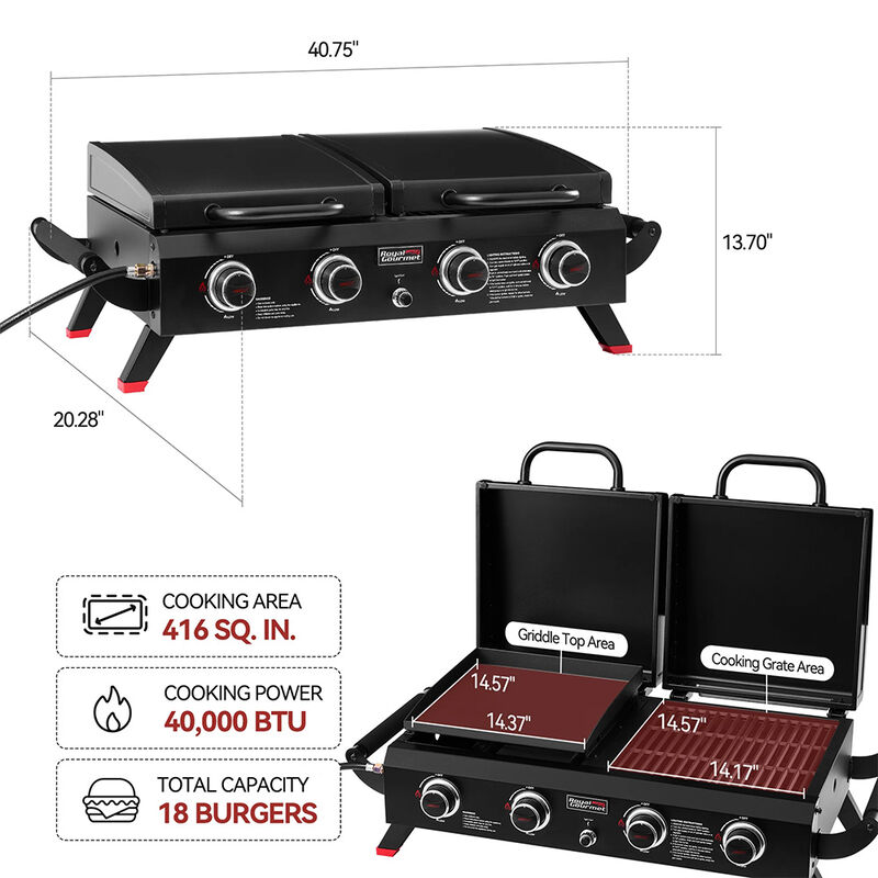 Royal Gourmet 4-Burner Portable Propane Gas Grill Griddle image number 13