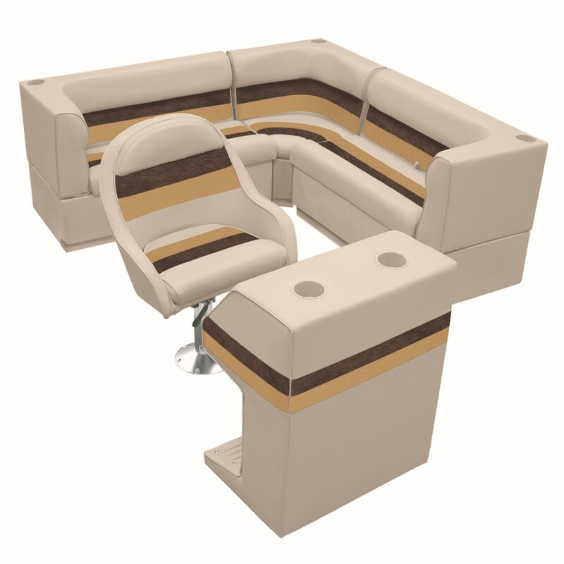 Deluxe Pontoon Furniture w/Toe Kick Base - Rear Group 4 Package, Sand/Chest/Gold image number 1