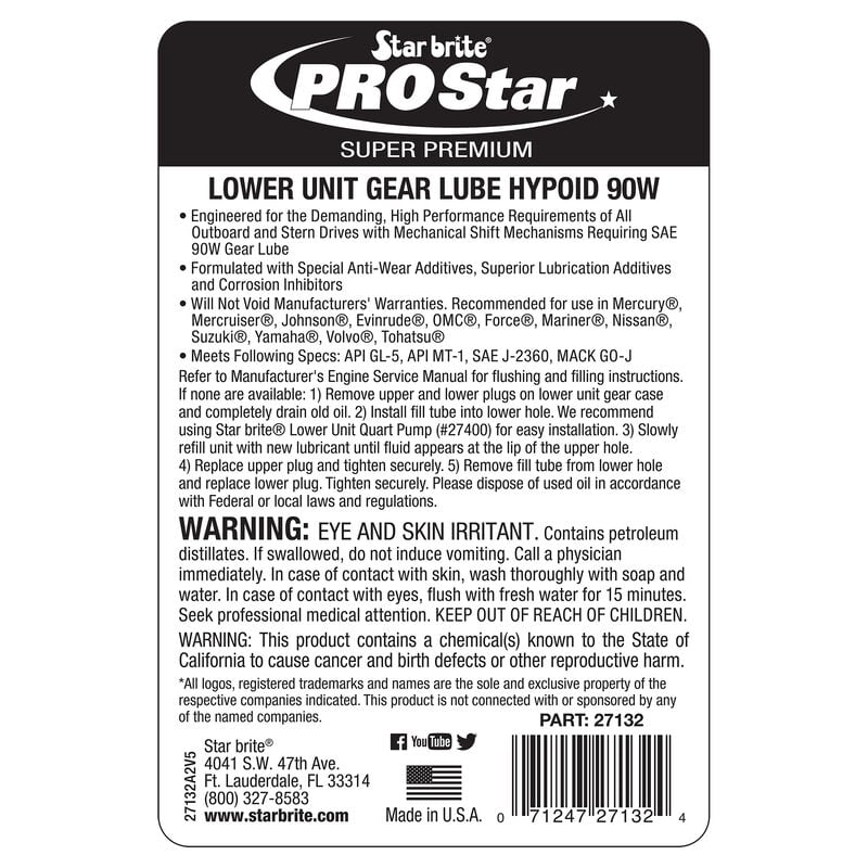 Star Brite Hypoid 90W Lower Unit Gear Lube, 32 oz. image number 3
