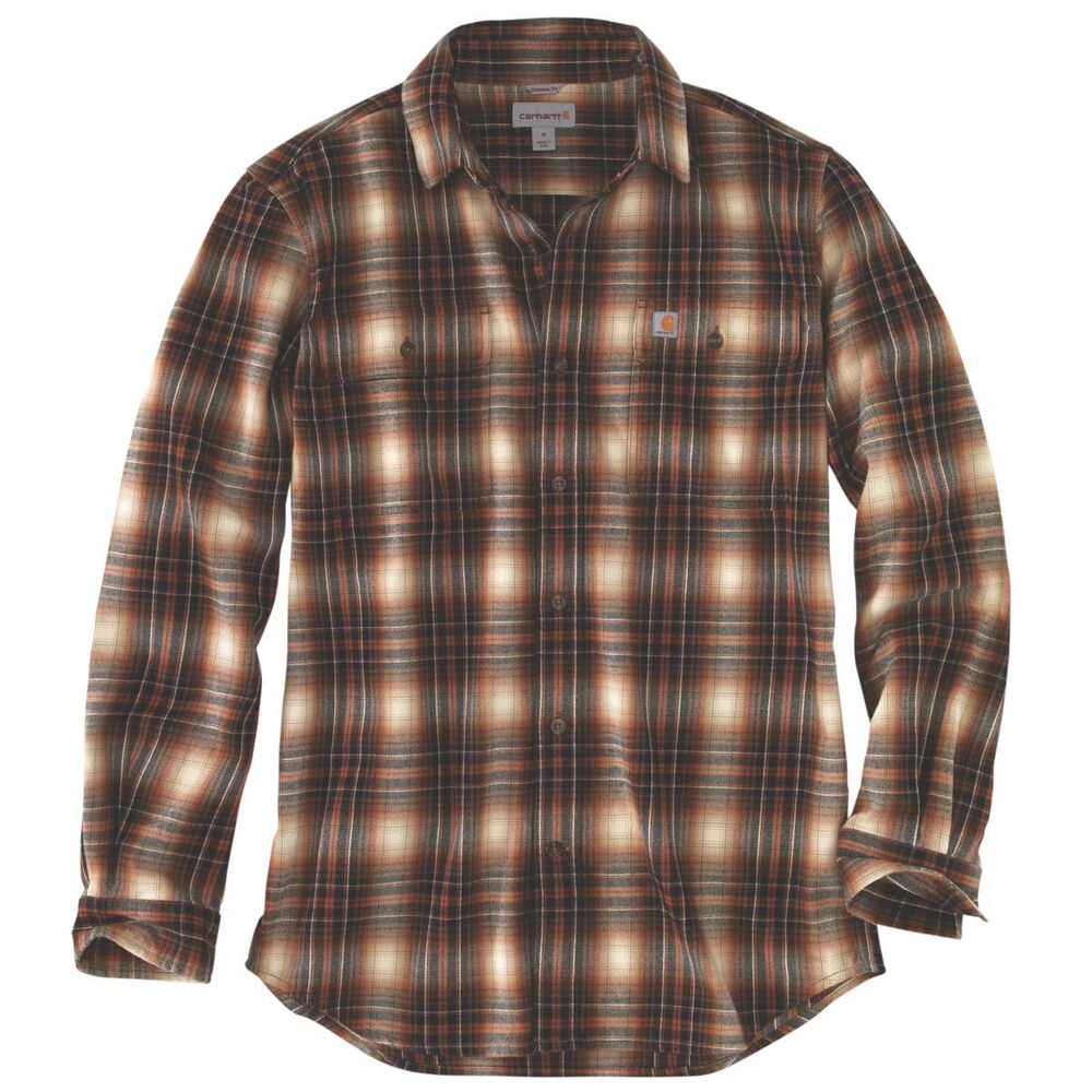 carhartt men's hubbard plaid long sleeve button down shirt