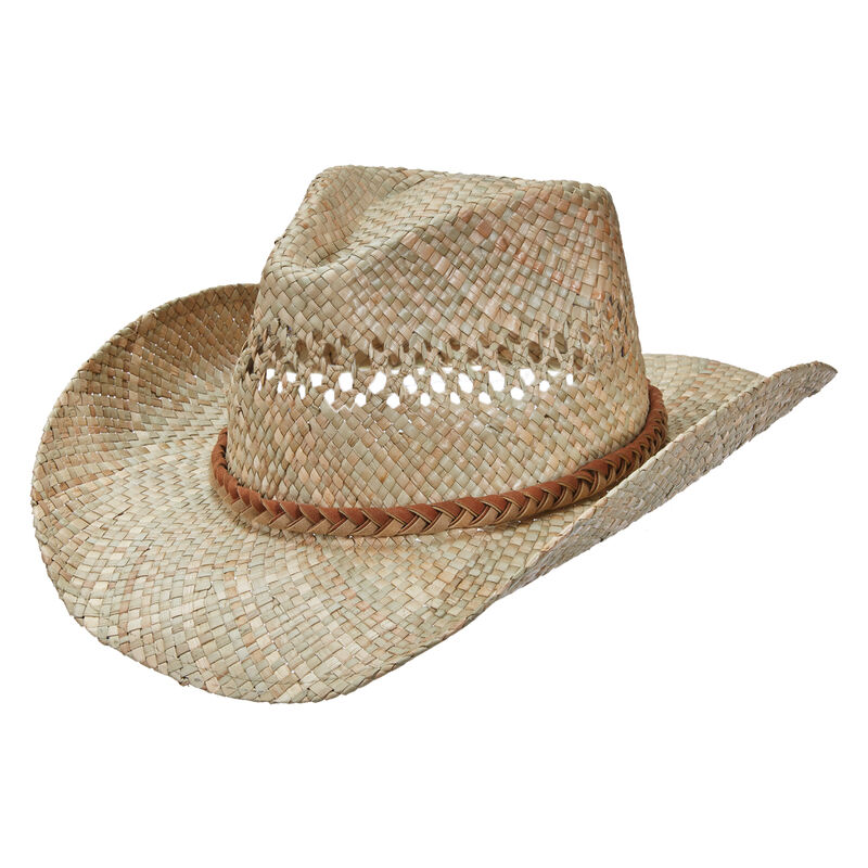 Dorfman Pacific Men's Outback Seagrass Leather Trim Hat image number 1