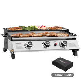 Royal Gourmet 24" Portable 3-Burner Tabletop Gas Griddle