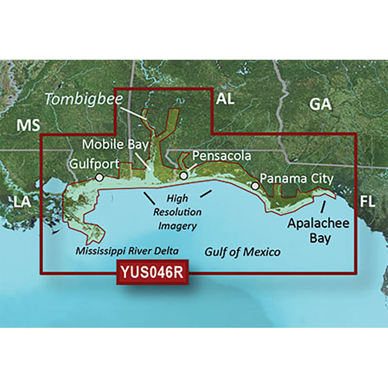 Garmin BlueChart g2 HD Cartography, Alabama/Mississippi Gulf Coast image number 1