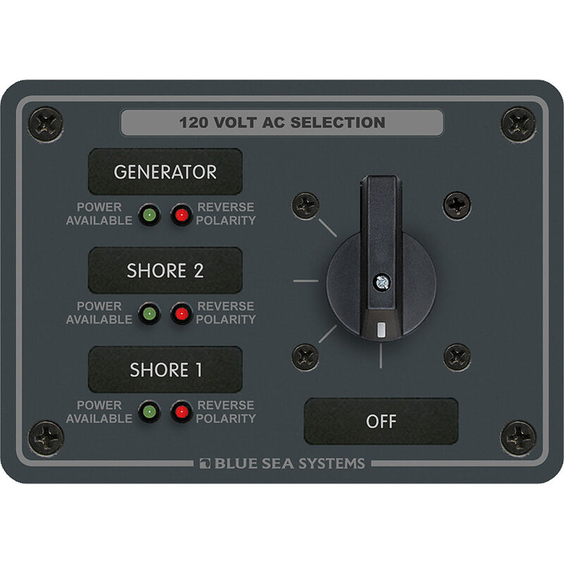 Blue Sea AC Rotary Panel: 120V, 30A, 3 Sources, 2 Poles, 3 Positions+OFF image number 1