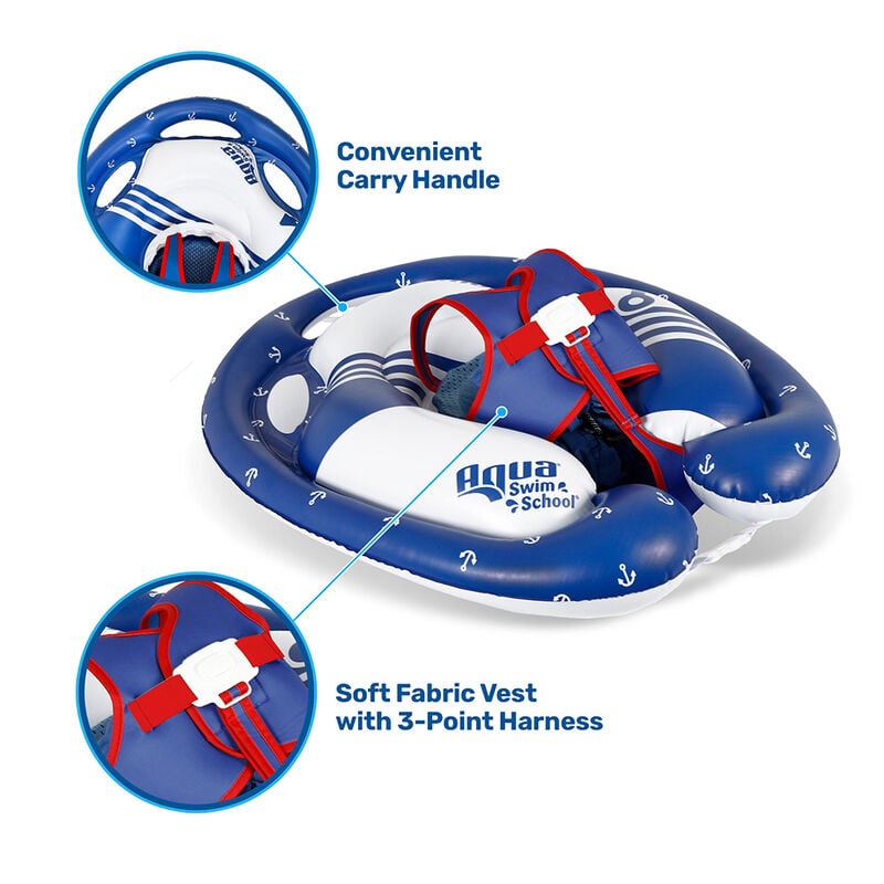 Aqua Leisure 3-Point Harness Baby Pool Float w/ Adjustable Seat - Blue image number 2