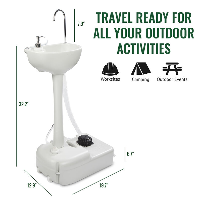 Outdoor 5 Gallon Portable Sink with Hose Adapter, Foot Pump, and Soap Dispenser image number 2
