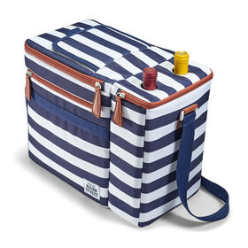 Fit + Fresh Foundry Striped Dual Compartment Cooler Tote, Navy