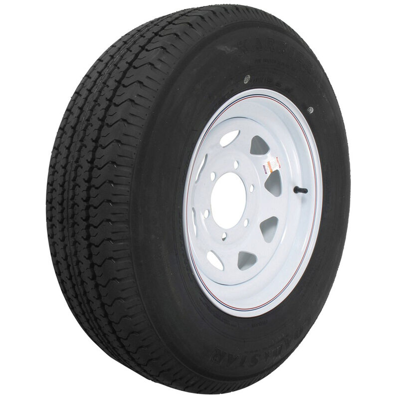 Kenda Loadstar 15" ST225/75R-15 Radial Trailer Tire With White Wheel Assembly image number 1