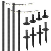 Excello Global Products Bistro String Light Poles with Lights, 4-Pack