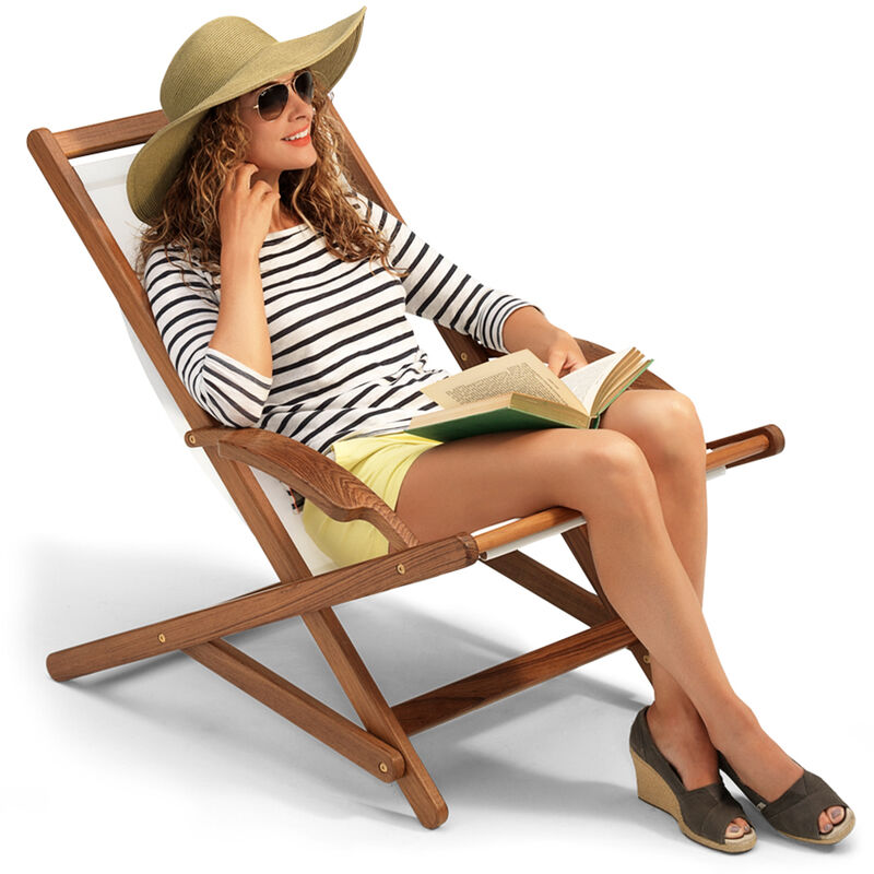 Whitecap Teak Sun Chair With White Batyline Sling image number 2