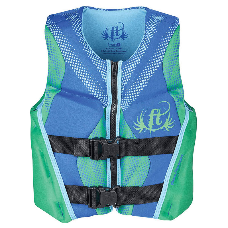 Full Throttle Youth Hinged Rapid-Dry Flex-Back Vest, Green image number 1