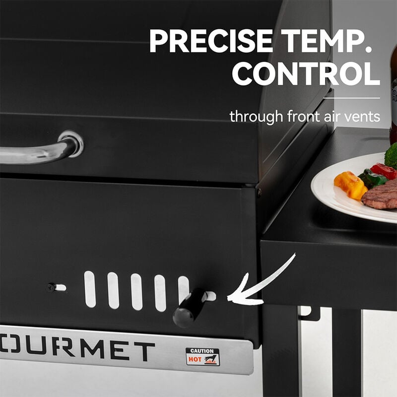 Royal Gourmet 24" Movable Charcoal Grill w/ Foldable Side Shelves image number 17