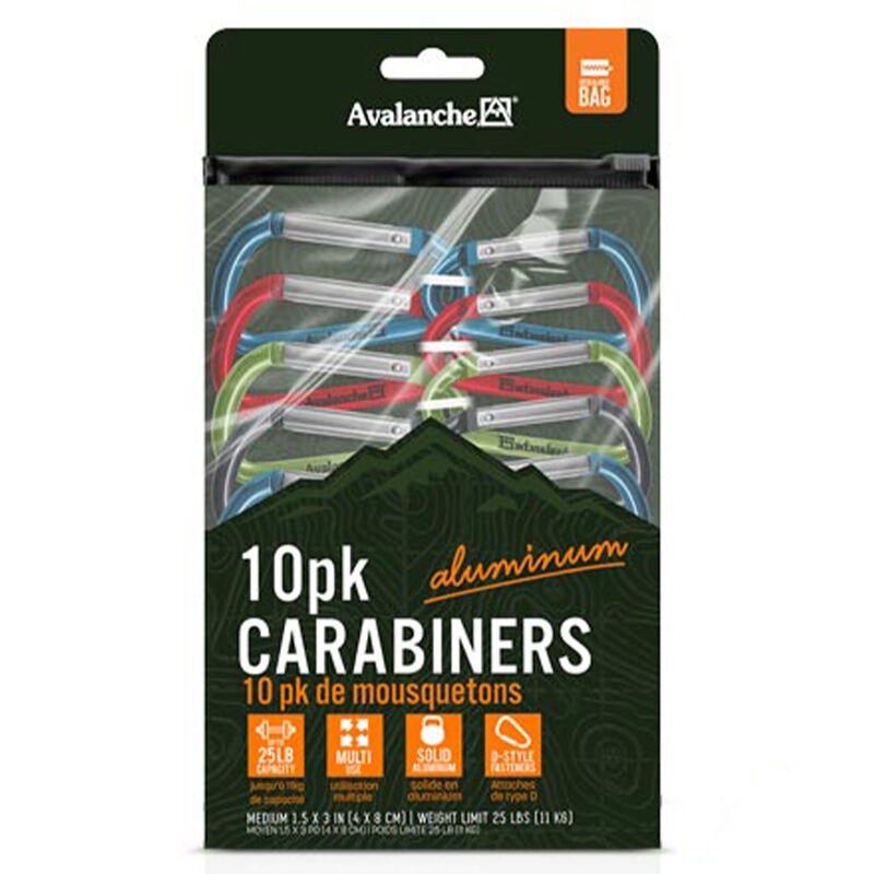 Avalanche 10 Pack Carabiners &ndash; Aluminum, 25 lbs Capacity image number 2