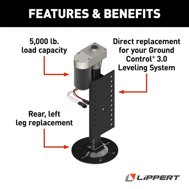 Lippert Ground Control 3.0 Automatic Leveling System Rear Hall Effect Jack, Left Leg image number 4