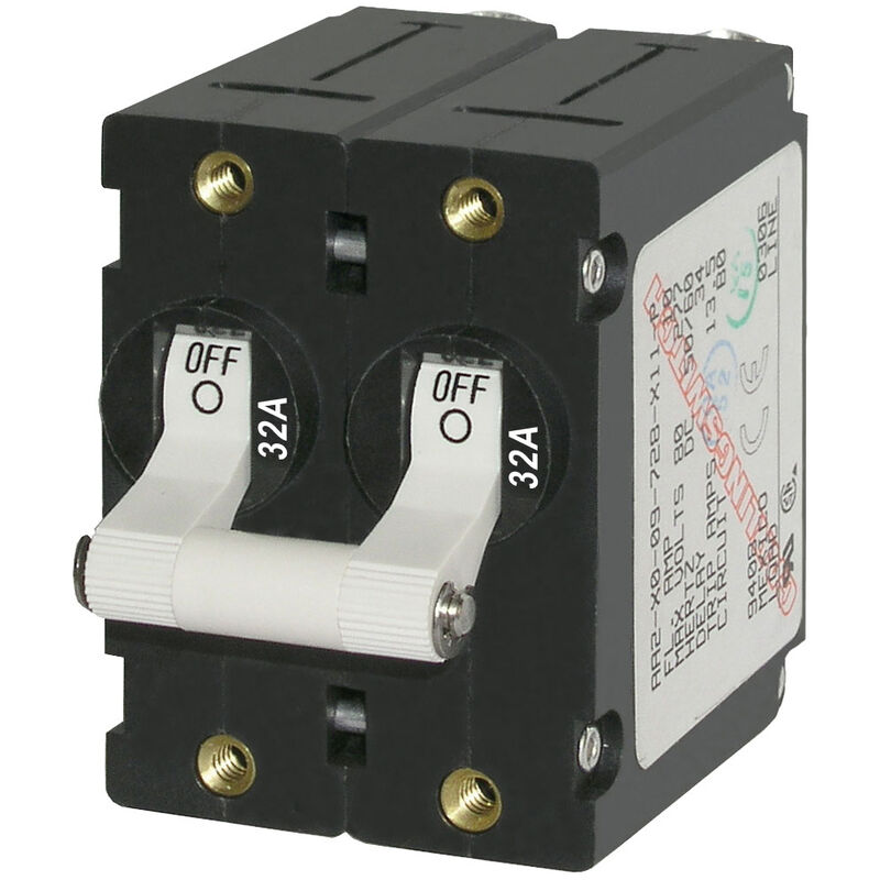 Blue Sea Systems A-Series Toggle Switch AC Circuit Breaker, Double Pole 32 Amp image number 1