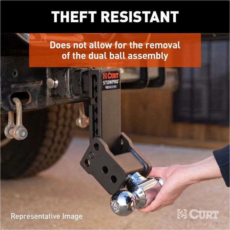 CURT StowPro Adjustable Ball Mount, 5 in Drop, 2-1/2 in Shank, Dual Ball #45971 image number 4
