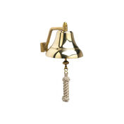 Weems & Plath 6" Brass Bell with Off-White Monkey's Fist Lanyard 
