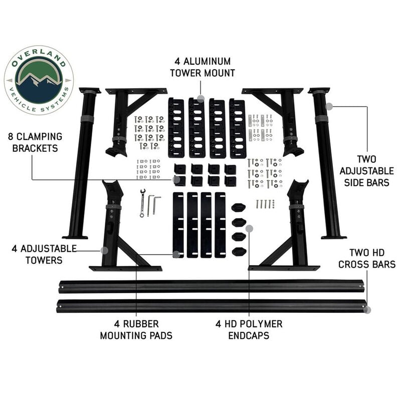 Overland Vehicle Systems Freedom Rack with Crossbars and 6.5' Side Support Bars image number 2