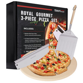 Royal Gourmet 3-Piece Pizza Set w/ Stone, Peel & Cutter KSF1406