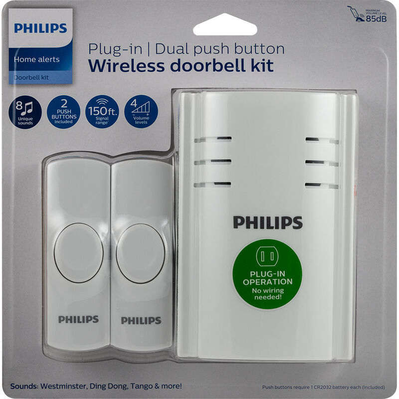 Philips Plug-In 8-Melody Doorbell Kit with 2 Push Buttons image number 10