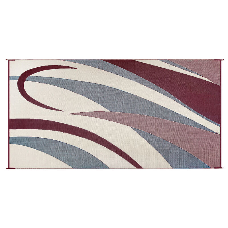 Reversible Graphic Design RV Patio Mat, 8' x 16', Burgundy/Beige image number 4