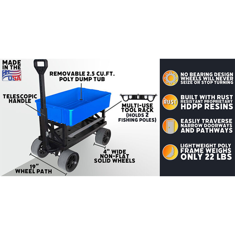 Mighty Max Cart Collapsible Utility Dolly Cart, Blue Tub image number 5