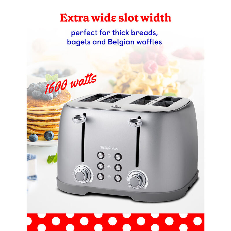 Betty Crocker 4-Slice Toaster, Silver image number 2