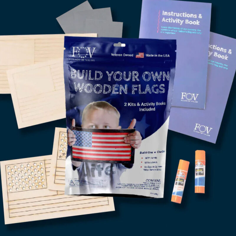 Flags of Valor Veteran Made Wooden 2-Pack USA Flag Build Kit image number 4
