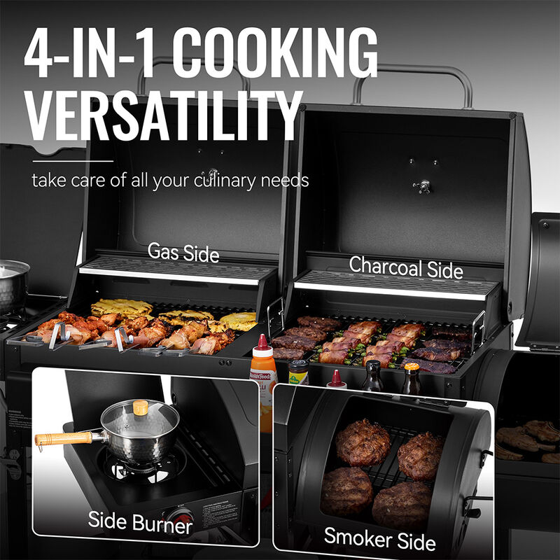 Royal Gourmet ZH3005Y 2-Burner Gas/Charcoal Grill with Offset Smoker + Side Burner image number 15