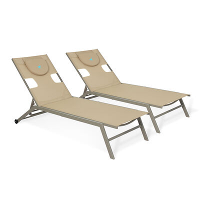 Ostrich Chatham Adjustable Outdoor Patio Chaise Lounger 2-Pack