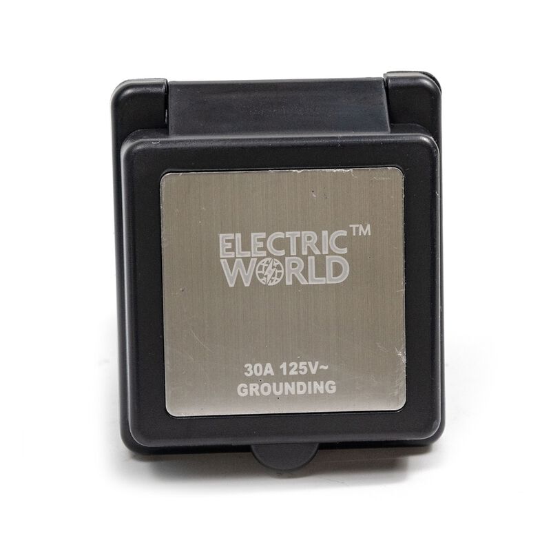  Electric World 30A Black RV Inlet w/Stainless Steel Cover image number 4