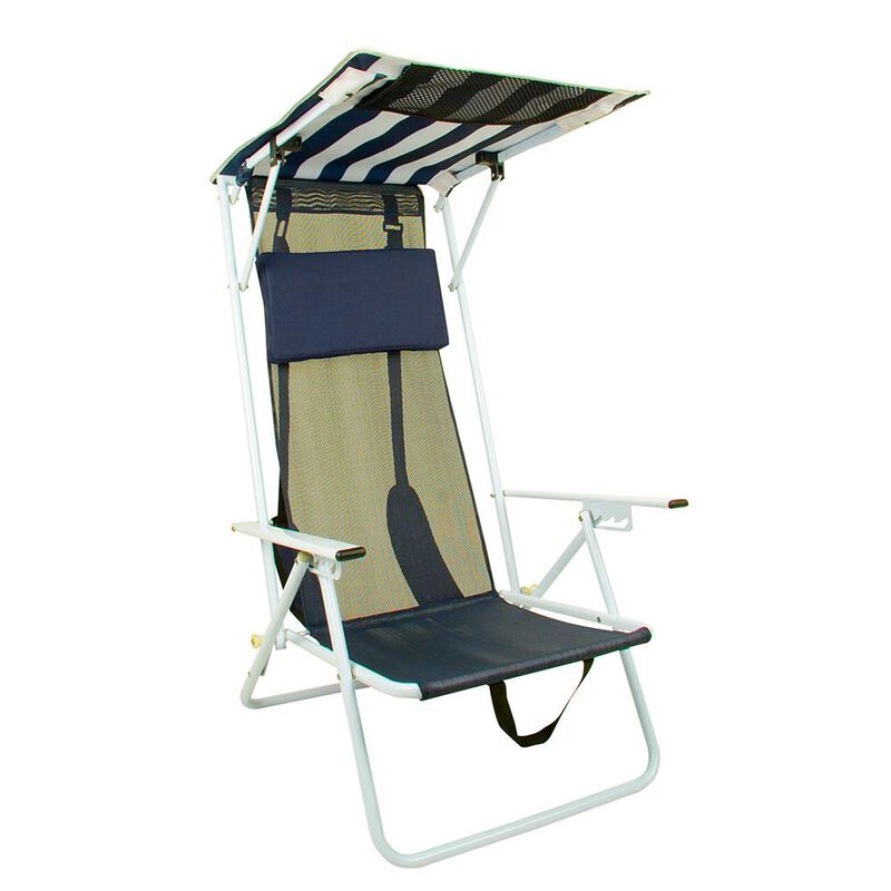 Quik Shade Folding Beach Chair, Navy Blue image number 1