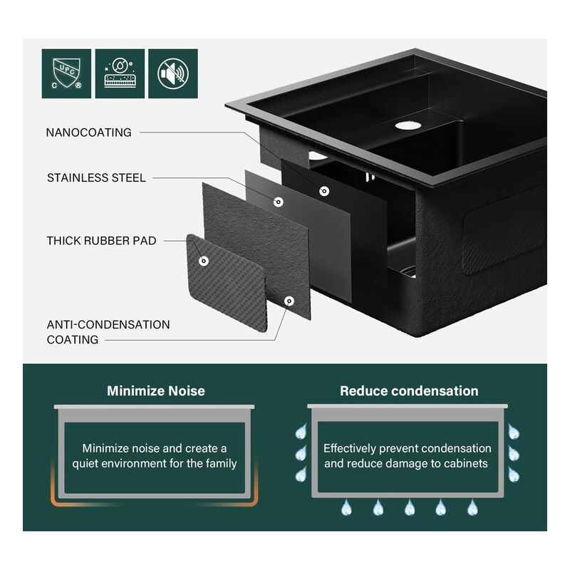 WELLFE RV Kitchen 13 x 15 x 9 in Undermount Bar Sink image number 8
