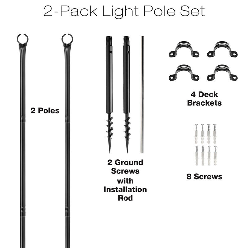 Excello Global Bistro String Light Poles - 2 Pack - Extends to 10’ image number 2
