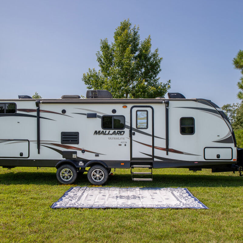 Camco XL RV Awning & Outdoor Mat - Blue/White image number 4