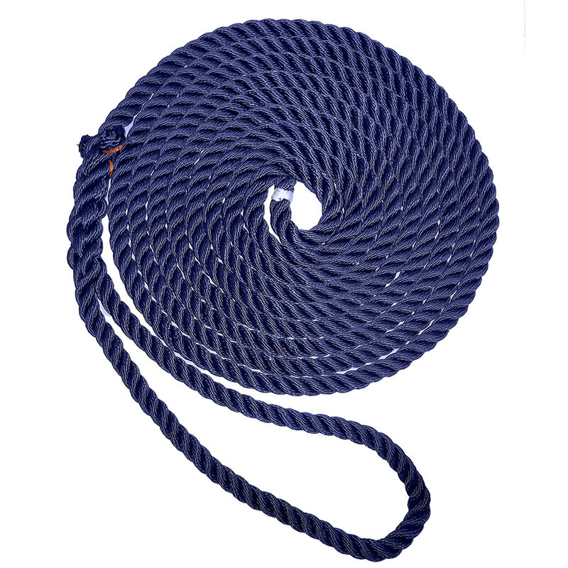 New England Ropes 1/2" X 15' Premium Nylon 3 Strand Dock Line - Navy Blue image number 1