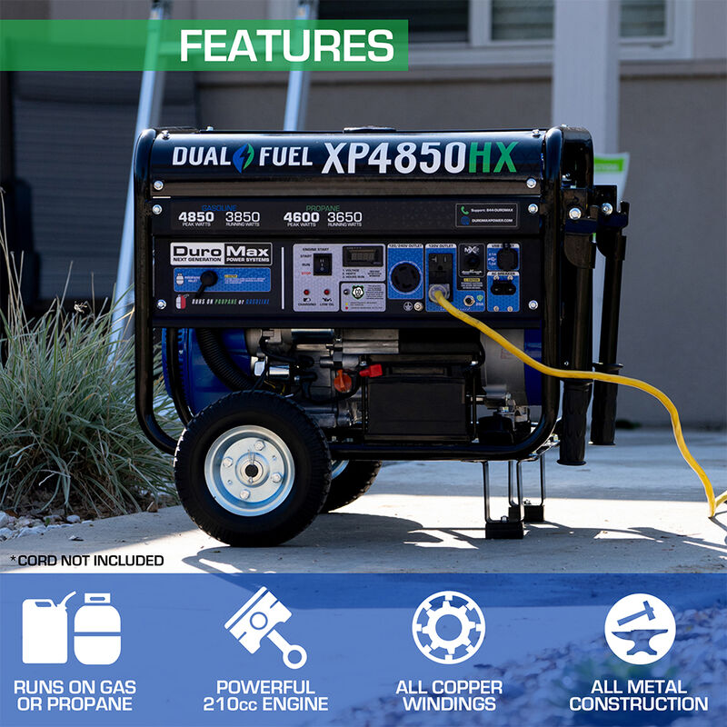 DuroMax 4,850-Watt 210cc Dual Fuel Portable Generator with CO Alert image number 2