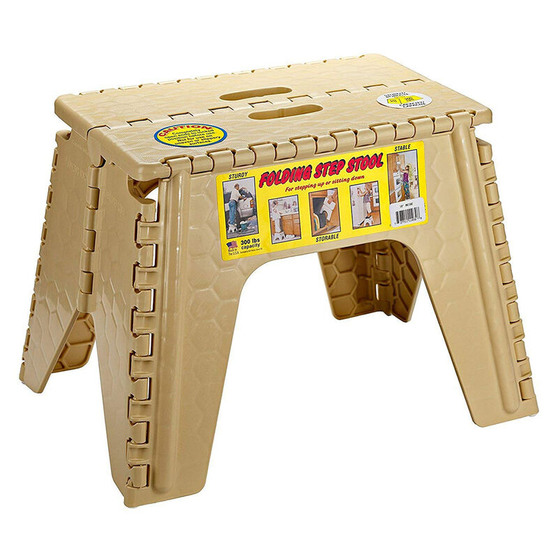 E-Z Foldz 12'' Folding Step Stool, Beige image number 1