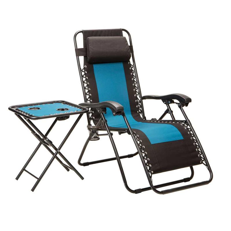Duo-blend Recliner with Folding Bungee Table image number 1