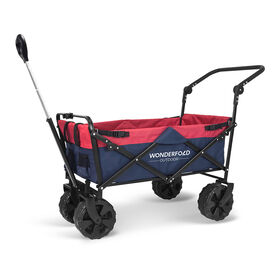 Wonderfold Outdoor S2 Push and Pull Utility Folding Wagon with Wide Beach Tires