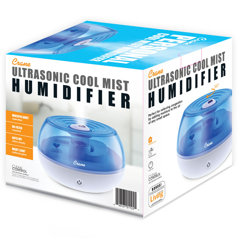 Crane Personal Ultrasonic Cool Mist Humidifier, Blue and White image number 4