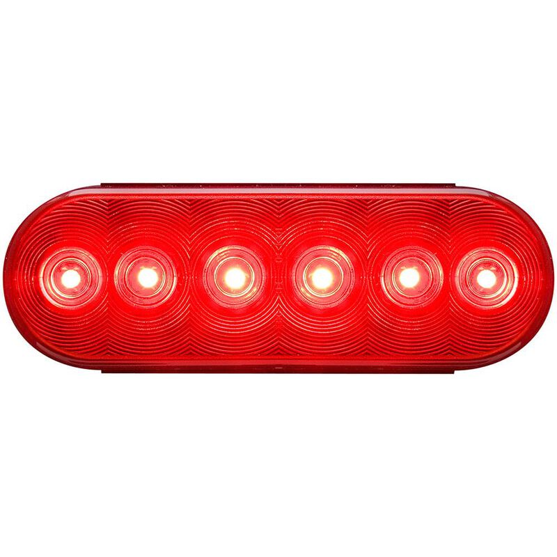 LED 6" Oval Stop/Turn/Tail Light with Grommet and Plug; Red, Sealed; 6 Diodes image number 2