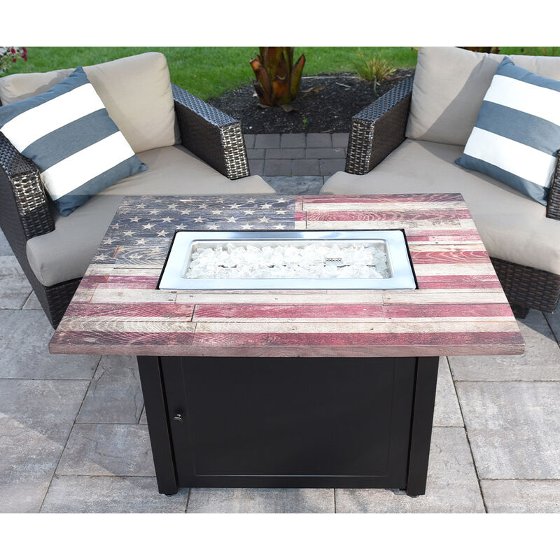 Endless Summer Americana LP Gas Outdoor Fire Pit with American Flag Mantel image number 3
