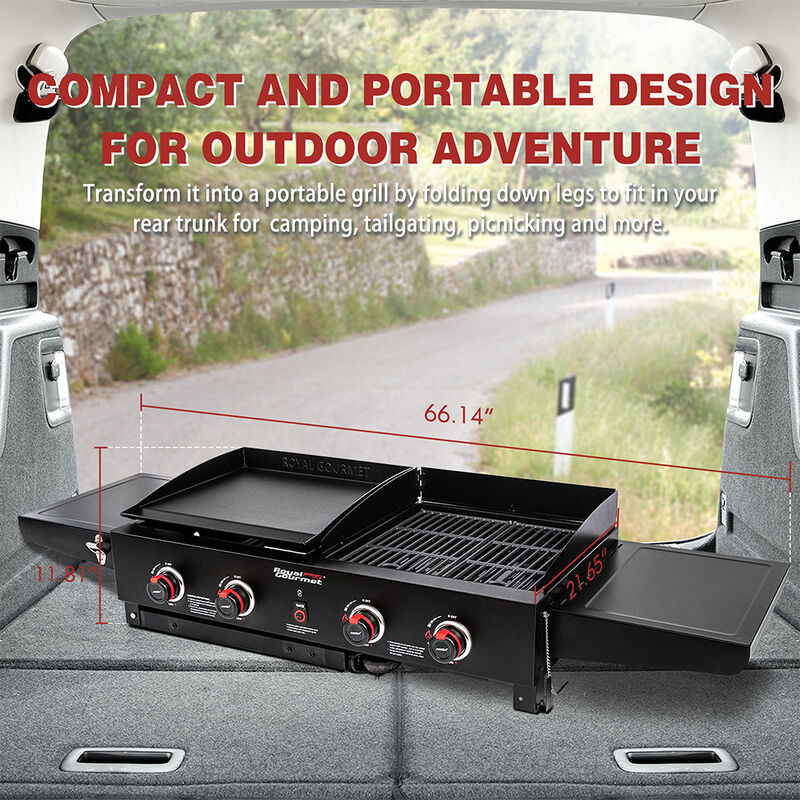 Royal Gourmet 4-Burner Portable Flat Top Gas Grill and Griddle Combo image number 7