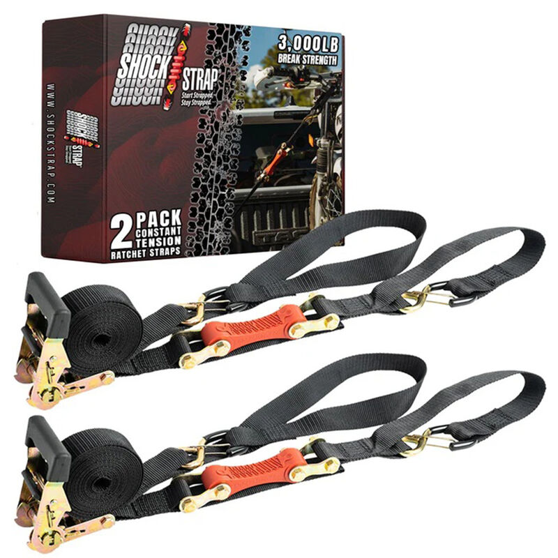 The Perfect Bungee 15' x 1.5" ShockStrap Ratchet Strap with Clip Hooks, 2-Pack