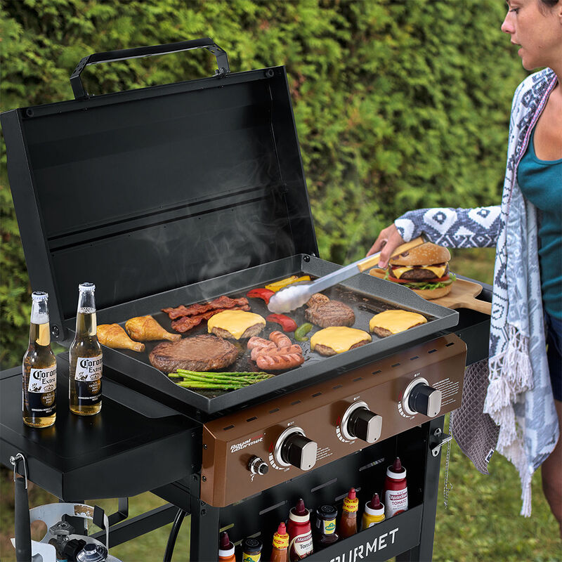 Royal Gourmet 3-Burner Gas Griddle w/ Hood & Shelves - GB3000PY image number 6