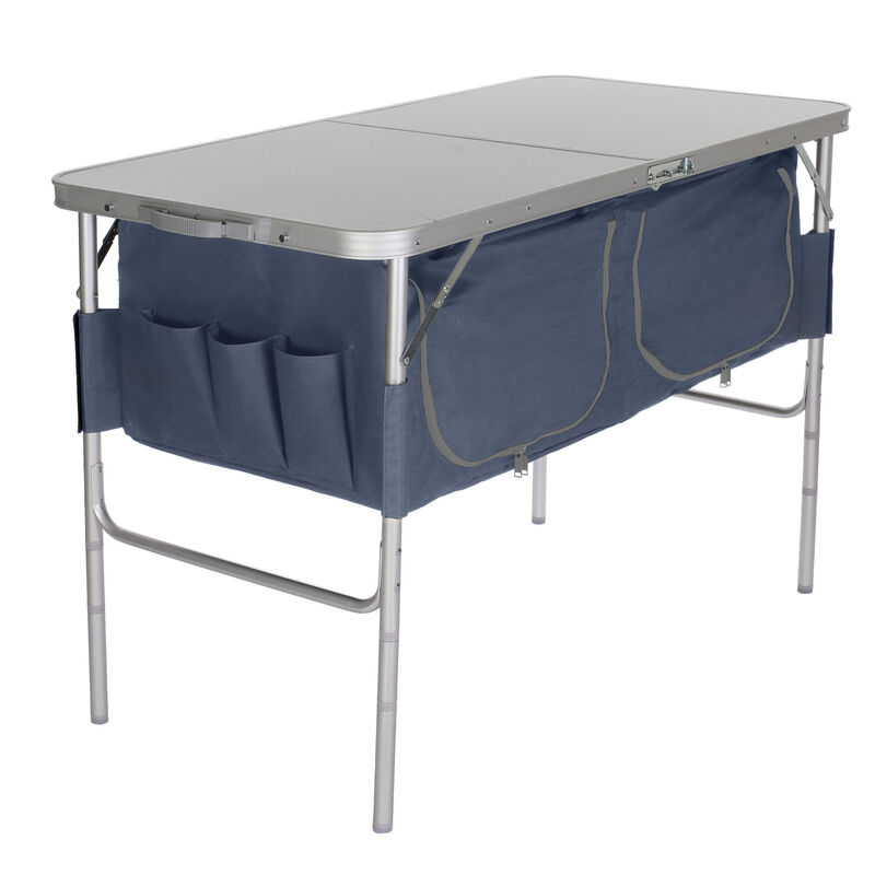 Fold-N-Half Table with Heat-Resistant Top and Storage Bins image number 1